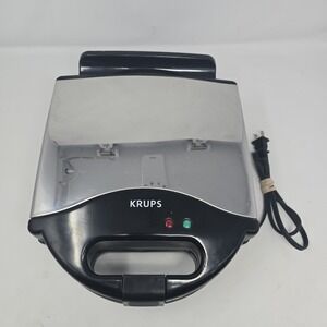 Krups Double Belgian Waffle Iron Maker Chrome Black Model 653